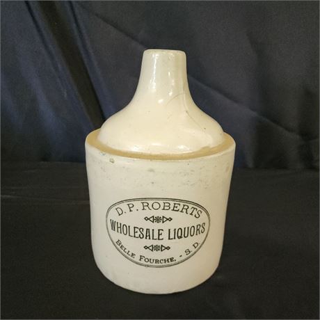 Vintage DP Roberts Wholesale Liquors Belle Fuorche SD Stoneware Jug