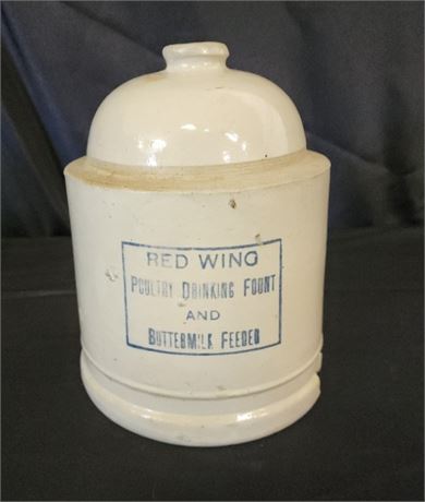 Antique Red Wing Poultry Drinking Fountain and Buttermilk Feeder