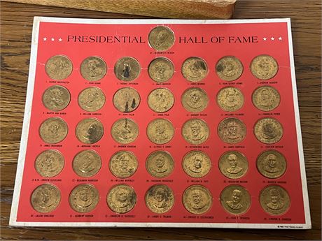 Vintage 1968 Solid Bronze Collector’s Set of Franklin Mint Presidential Coins