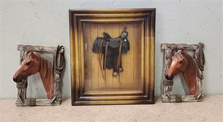 Vintage Western Style Wall Hanger Trio