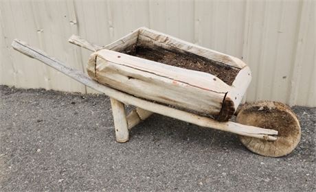 Vintage Wood Wheelbarrow Planter