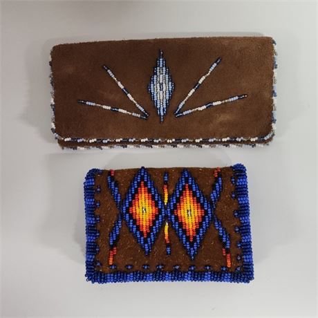 Beaded Leather Billfold & Checkbook Holder