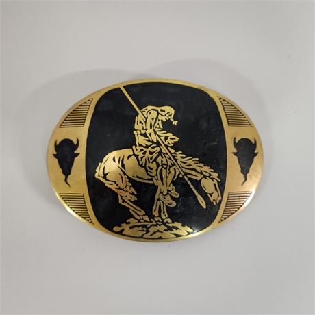 🐴"End of the Trail" Inlaid Belt Buckle