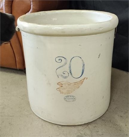 Antique 20 Gallon Redwing Crock