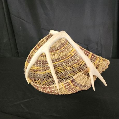 Vintage Woven Antler Basket