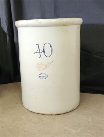 Antique 40 Gallon Redwing Crock