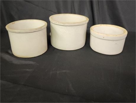 Antique Stoneware Crock Trio