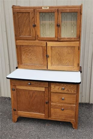 Antique Hoosier Cabinet w/ Castors  (top and left bottom need work) 39x24x67