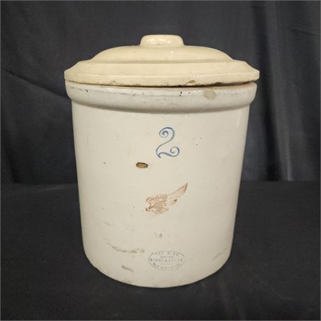 Antique Redwing #2 Crock w/ Lid