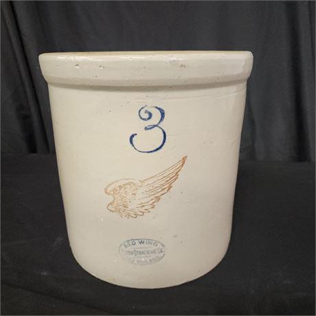 Antique Redwing 3 Gallon Crock