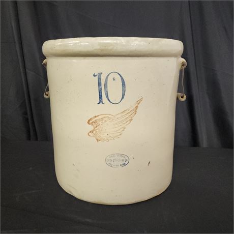 Antique Redwing 10 Gallon Crock