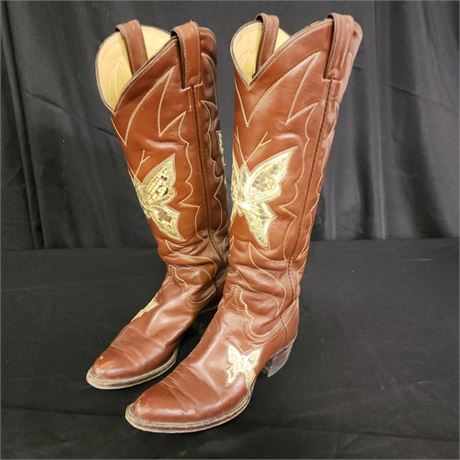 Vintage Justin Fancy Butterfly Boot Pair - sz 7½