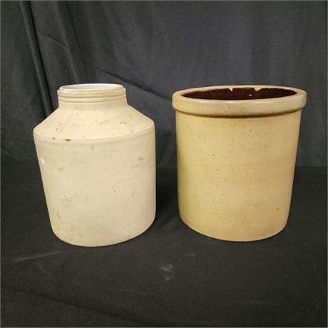 Antique Stoneware Cannister & Jar