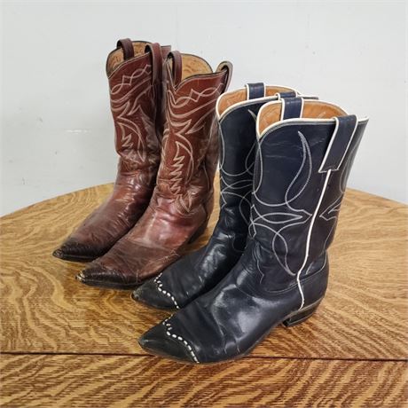 2 Pair of Justin Fancy Cowboy Boots -SZ 8