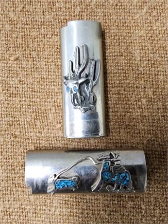 Inlaid Stone Lighter Cover Pair