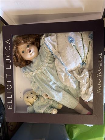 New Zealand Porc.Doll w/ Her Baby Sheep and Pillow-She’s also wearing pj’s! 💤😴