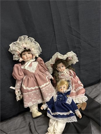 Three Vintage Ceramic Dolls