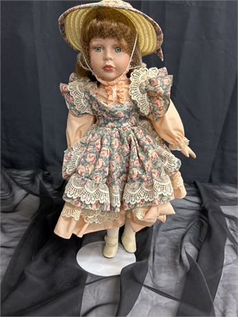 Vintage Porcelain Doll With Stand