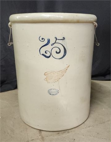 Antique 25 Gallon Redwing Crock