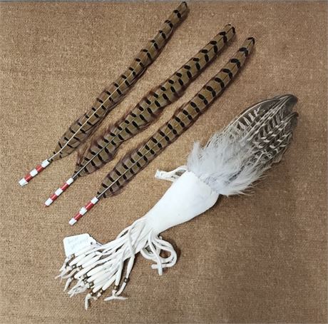 Pheasant Wing Fan & Tail Feather Trio