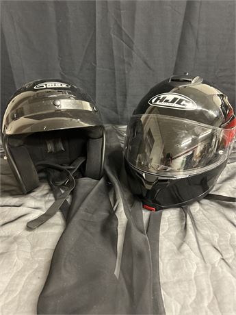 2 Motor Cycle Helmets One Made By GMAX One Made By HJC Helmets🏍️