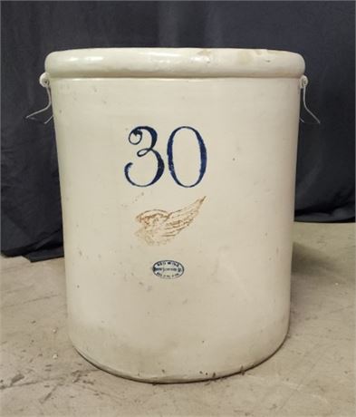 Antique 30 Gallon Redwing Crock