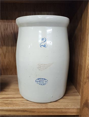 Antique 2 Gallon Redwing Stoneware Crock Jar