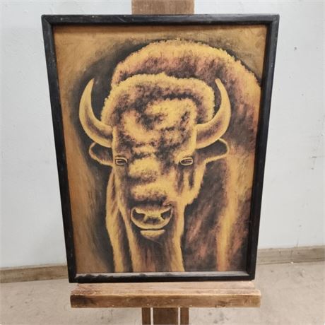 Framed Buffalo Painting - 19x25