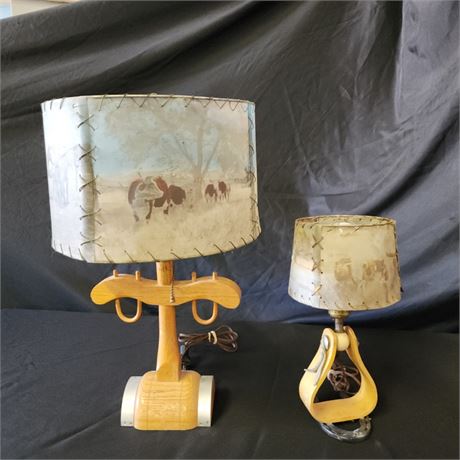 Vintage Western Style Table Lamp Pair