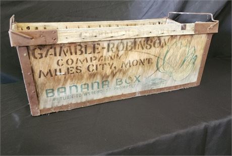 Antique Gamble Robinson Co. Miles City, MT Wood Banana Crate - 34x15x13