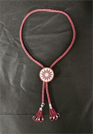 Beaded Rope Style necklace w/ Bolo Medallion