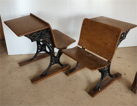 Antique School Desk Pair