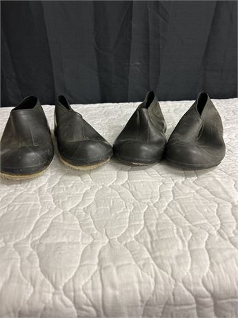 Two rubber booties with metal traction for snow or mud large,giant size