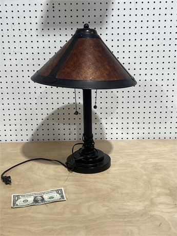 Vintage Mica Series Tensor Bronze Tone Double Socket Table Lamp