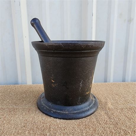 Antique Cast Iron Mortar & Pestle