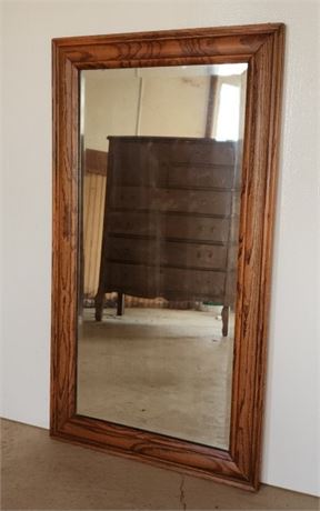 Antique Oak Frame beveled Mirror - 24x41