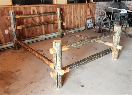 Log/Cabin Style Rustic Bed Frame with Mattress - 63x80 overall