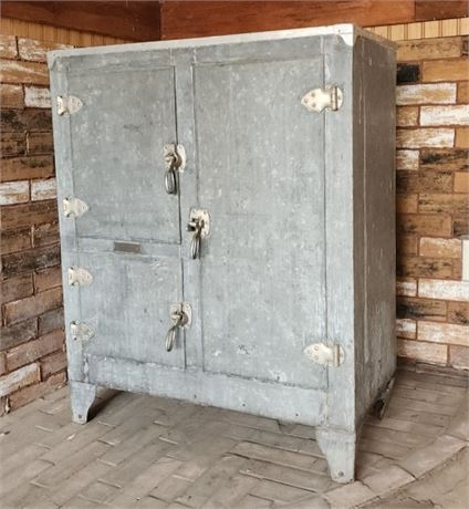 Antique Metal Ice Box - 31x45x38