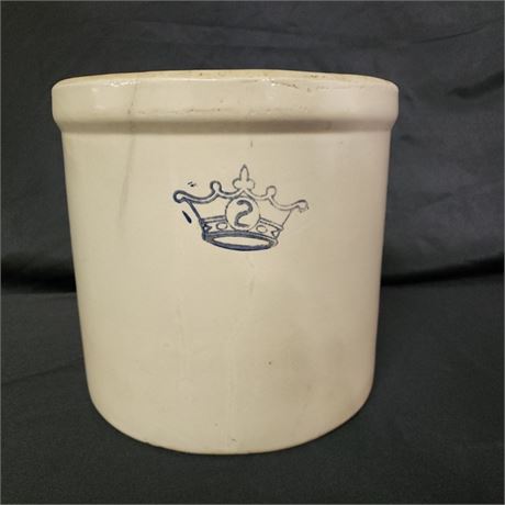 Vintage Blue Crown Robinson Ransbottom 2 Gallon Crock