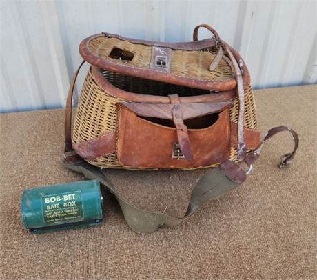 Antique Fishing Creel & Bait Box