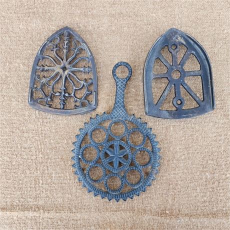 Antique Cast Iron Trivet Trio