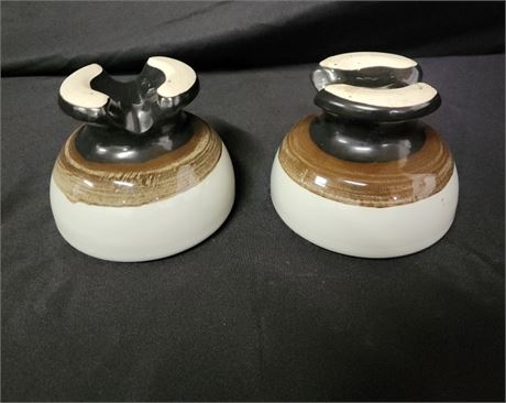 Vintage Heavy Duty Ceramic Porcelain Insulator Pair