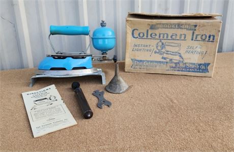 Vintage Coleman Iron + Original Box & Manual