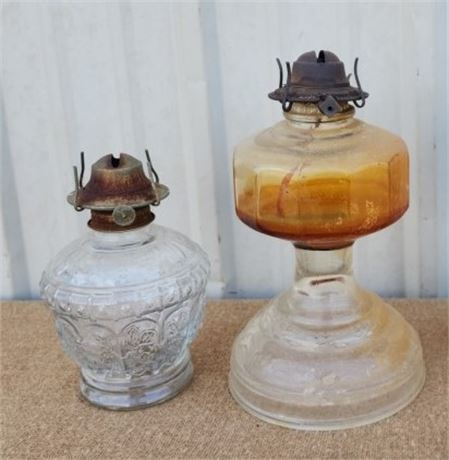 Antique Oil Lamp Pair