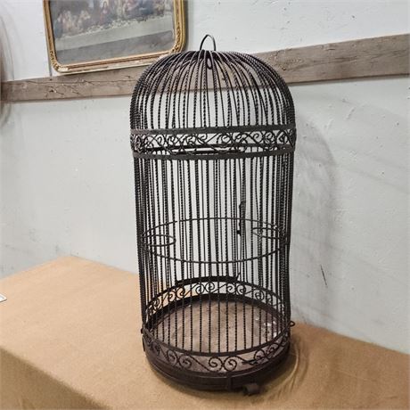 Beautiful Primitive Wrought Iron Bird Cage...18x39