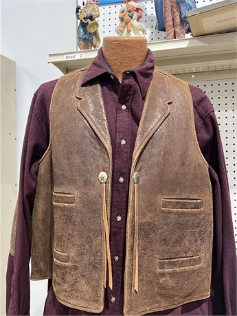 Men’s L Scully Concho Leather Brown Vest