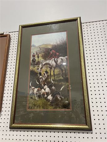 Framed and Matted Fox Hunt Print Signed Whitehead