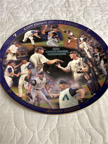 RANDY JOHNSON/CURT SCHILLING WORLD SERIES CHAMPION PLATE