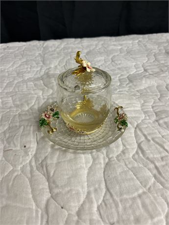 Beautiful tea cup with plate and lid