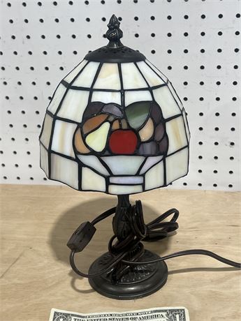 Tiffany Style Table Lamp With Stained Glass Fruit Basket Shade